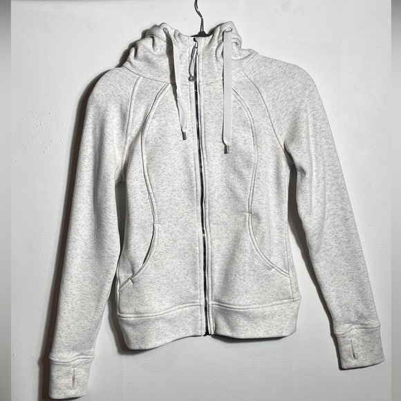 Lululemon Plush Scuba Full Zip sz 4 Light heathered gray Glitter Trim Hoodie - Picture 1 of 10